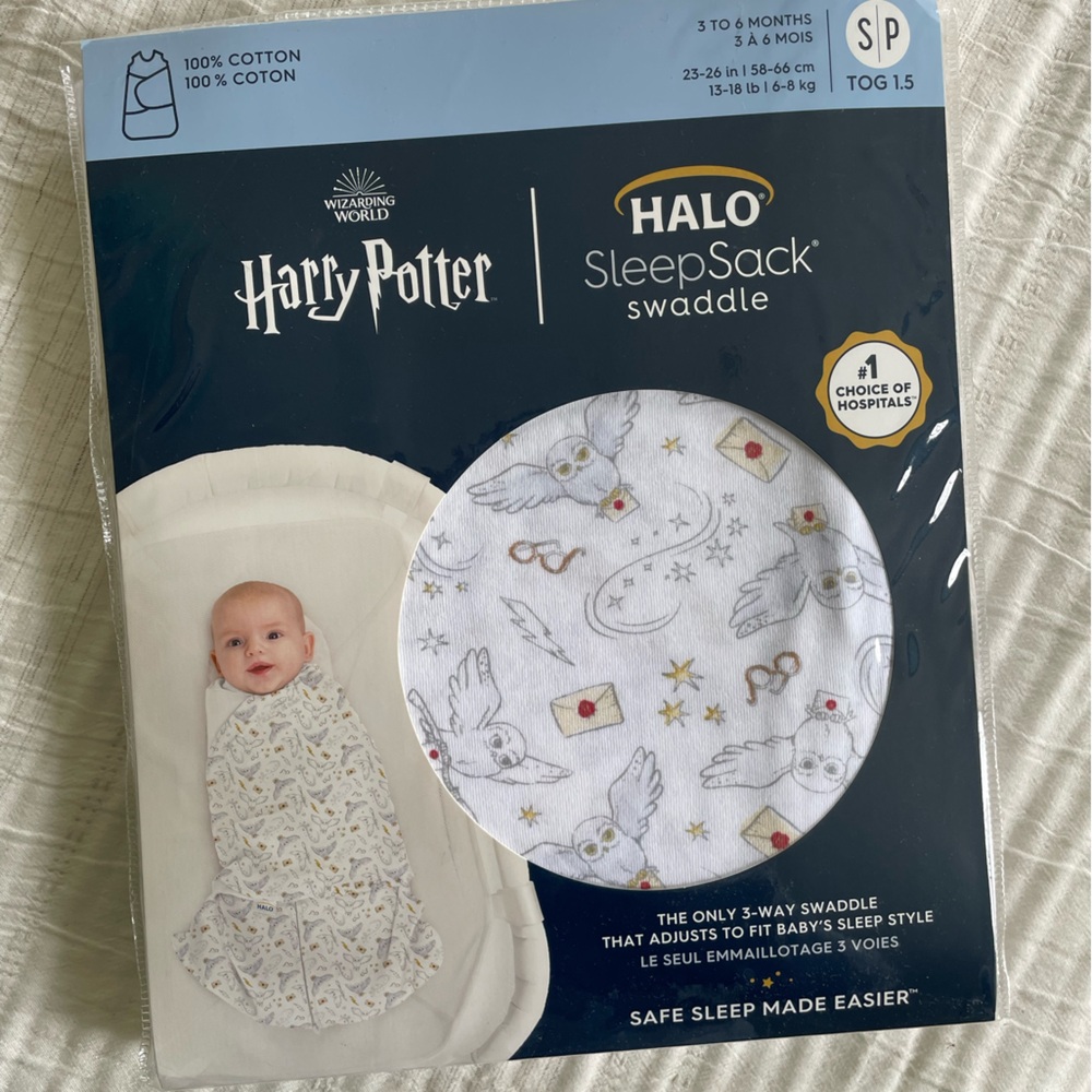 Halo Harry Potter Baby SleepSack Swaddle in White with Gold and Red Accents